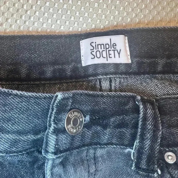 ✨Simple Society size 11 cut hem Black and grey high-waisted straight-leg jeans - Picture 3 of 11